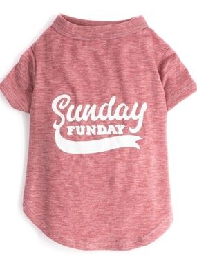 Heathered Pink "Sunday Funday" Dog Tee - Casual Pet Shirt 18"